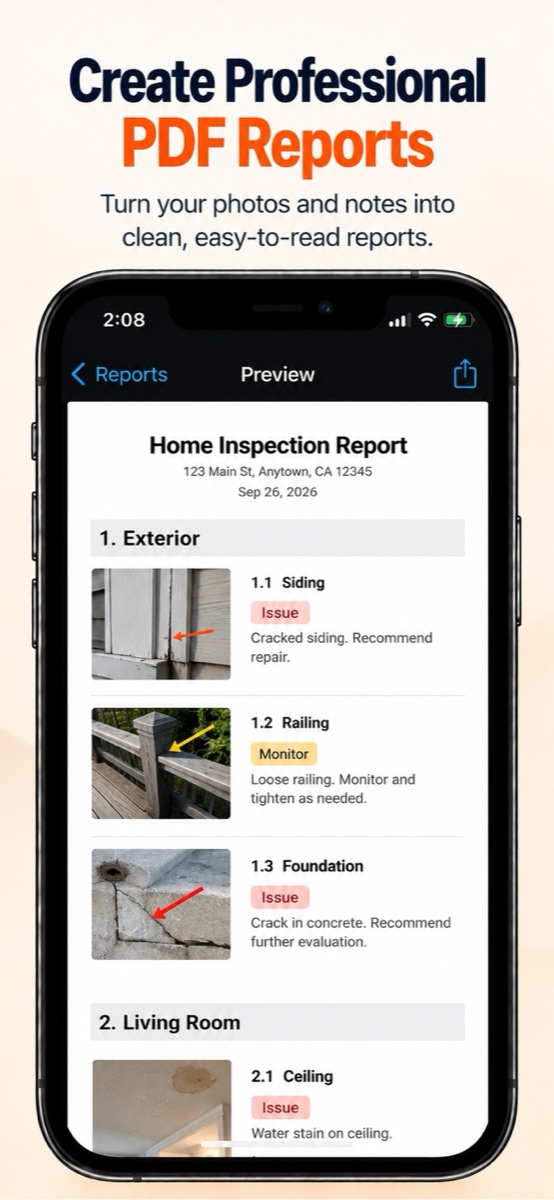 Preview of a PDF home inspection report